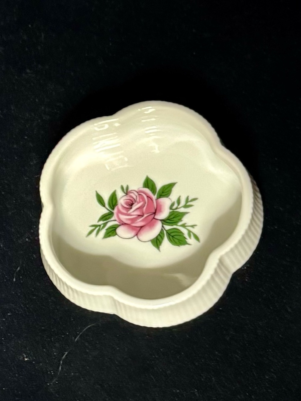 Porcelain Rose Trinket Dish - Pink Floral Accent